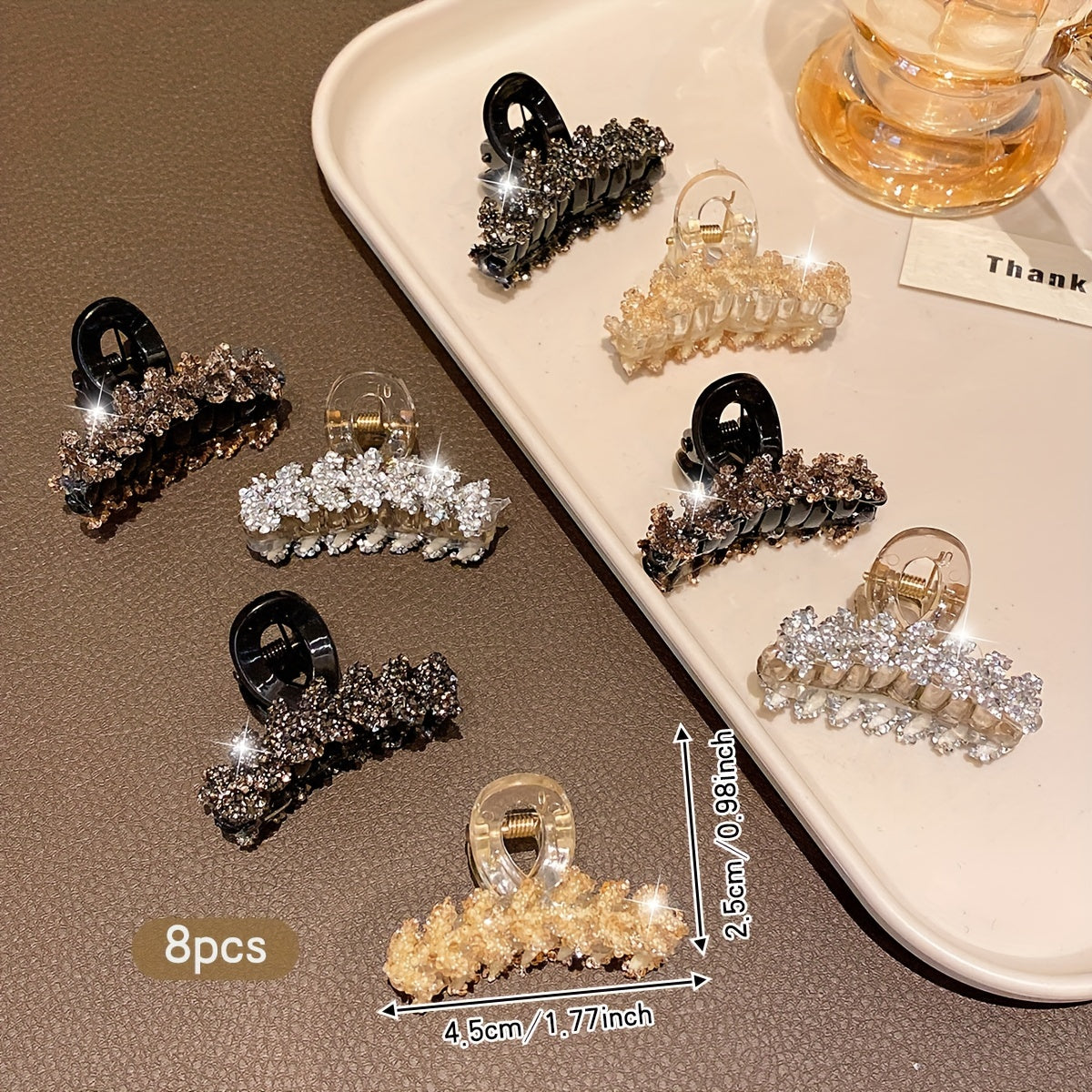 8 ta koreyscha gullar dizaynidagi plastik soch qisqichlari, kundalik foydalanish uchun mos.