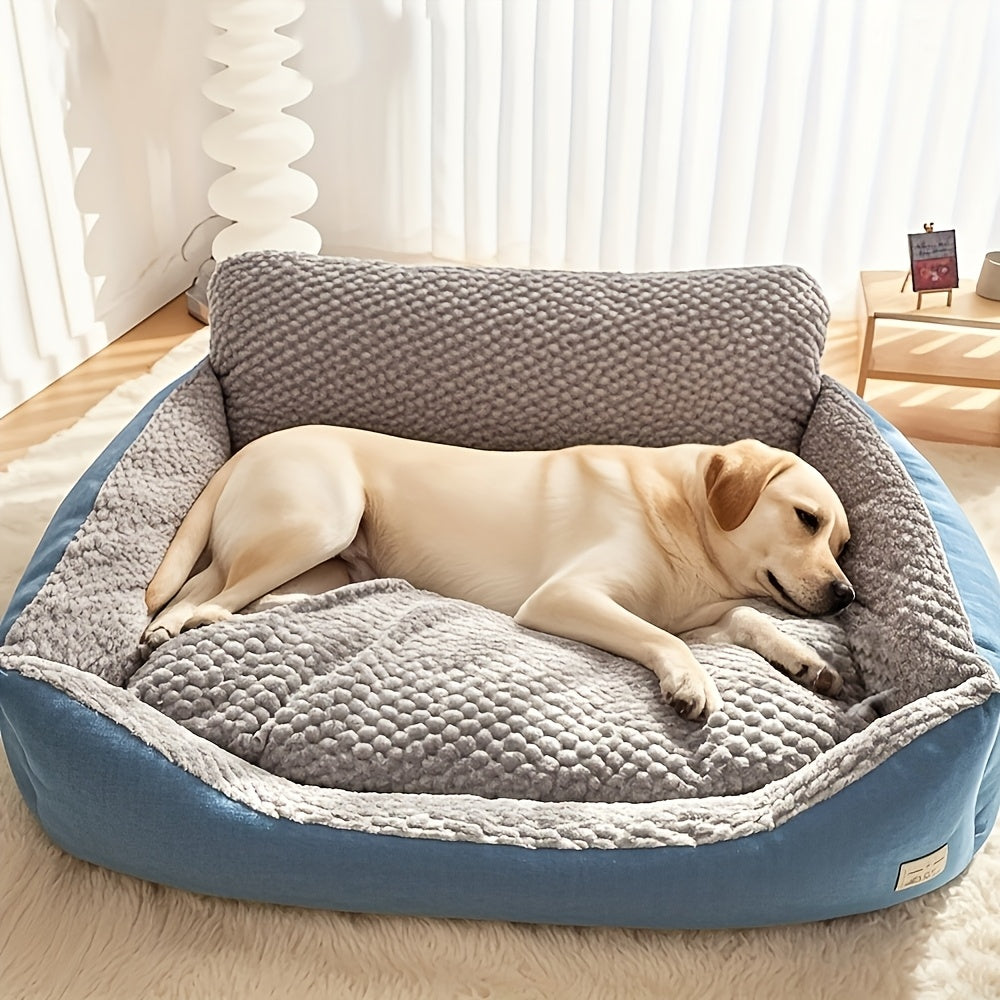 Luxury Plush Pet Sofa Bed for Cats and Dogs with High Backrest and Easy Cleaning