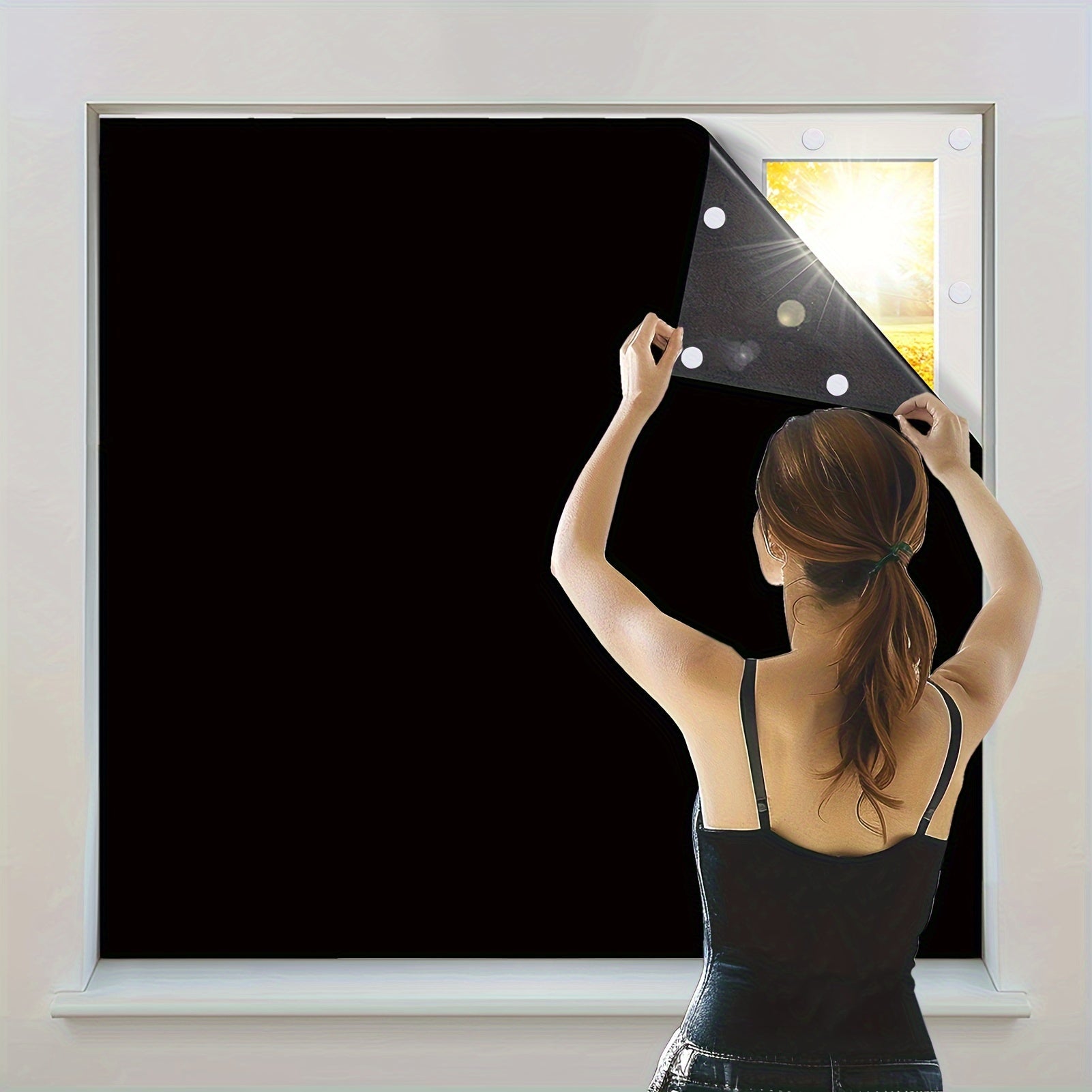 Blackout Curtains Set for Windows Portable Room Darkening Blinds for Bedroom Living Room