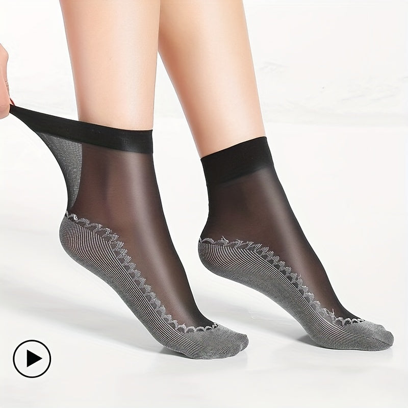 5 juft dantel to'rali paypoqlar, ingichka, nafas oladigan, tirnalishga qarshi, sirpanmas, ayollar uchun paypoqlar va hosiyalardir.