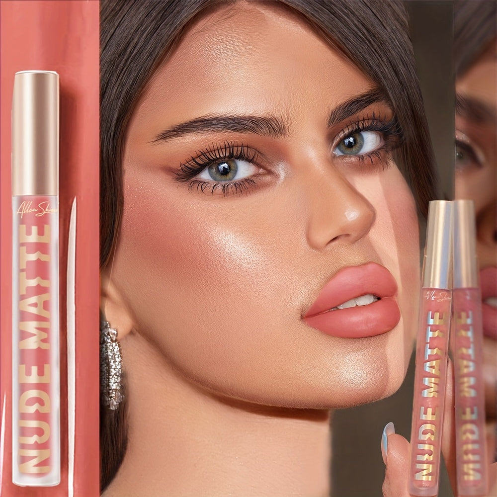 Матовая жидкая помада водостойкая стойкая нюд розовый коричневый