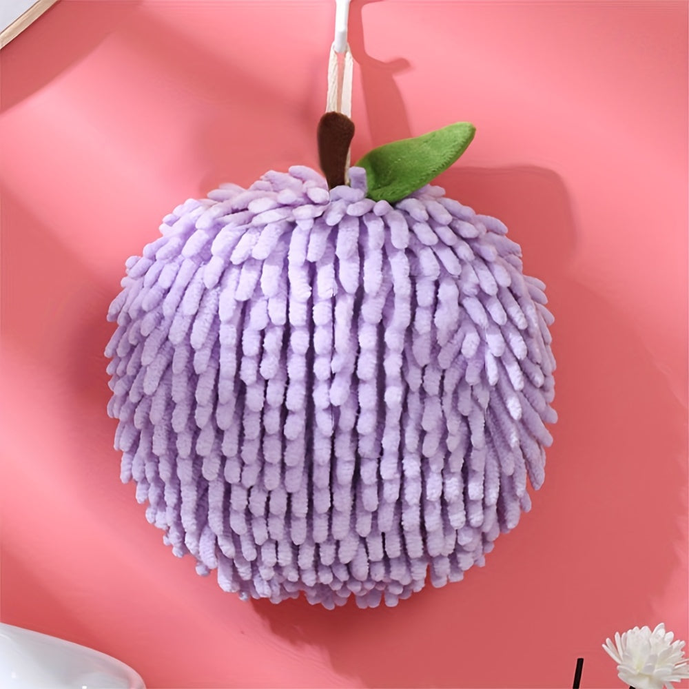 Meva dizayni bilan yumshoq va namni yaxshi so'radigan velur qo'l sochiqlari oshxona yoki hammom bezaklari uchun.