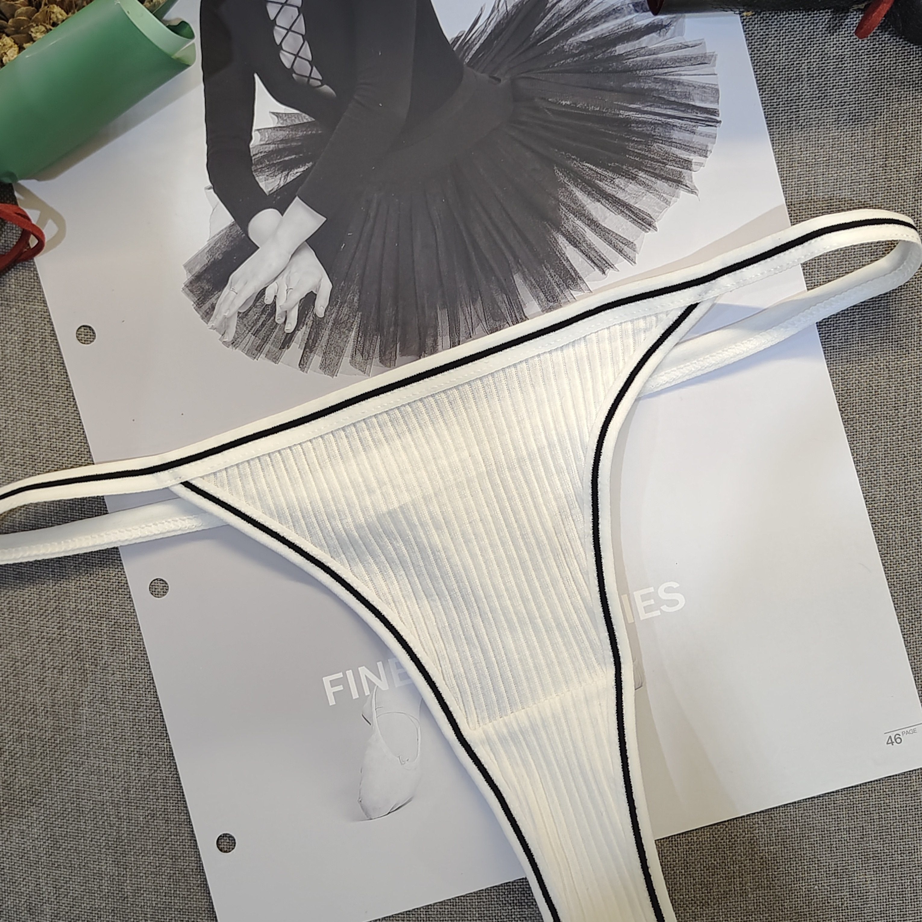 Women's Low Waist Thongs with Colorblock Stripe Print Lingerie