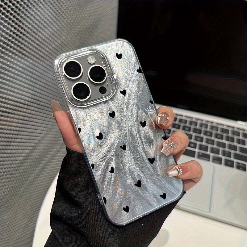 Elegant Feather Heart Phone Case for iPhone Models Acrylic Minimalist Stylish Gift