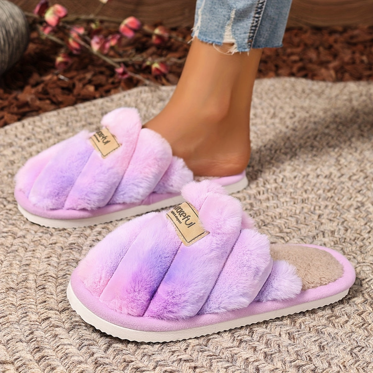 Women's Plush Indoor Outdoor Slippers Non-Slip EVA Sole All-Season