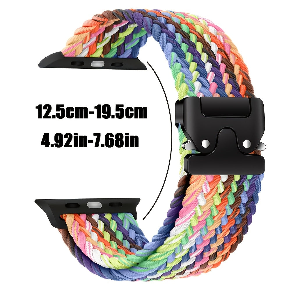 Nylon Braided Sport Wristband for Apple Watch Adjustable Parachute Buckle Compatible with Series 1-10 SE Ultra
