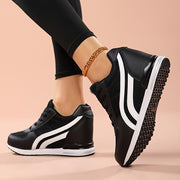 Ladies Casual Sneakers White Black Mesh TPR Sole All-Season Comfort