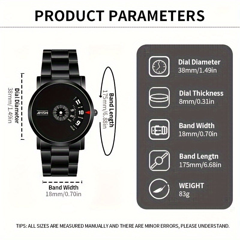 Men's Quartz Watch Steel Strap Round Dial Casual Elegant Gift