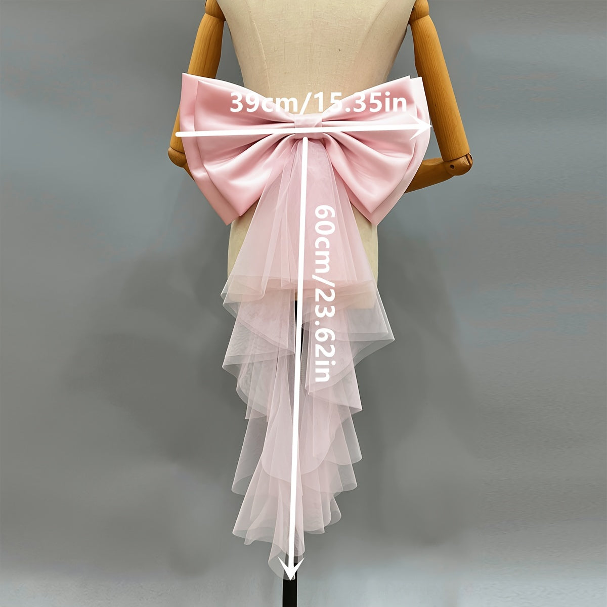 Bridal Accessory with Satin Bowknot and Detachable Tail for Wedding
