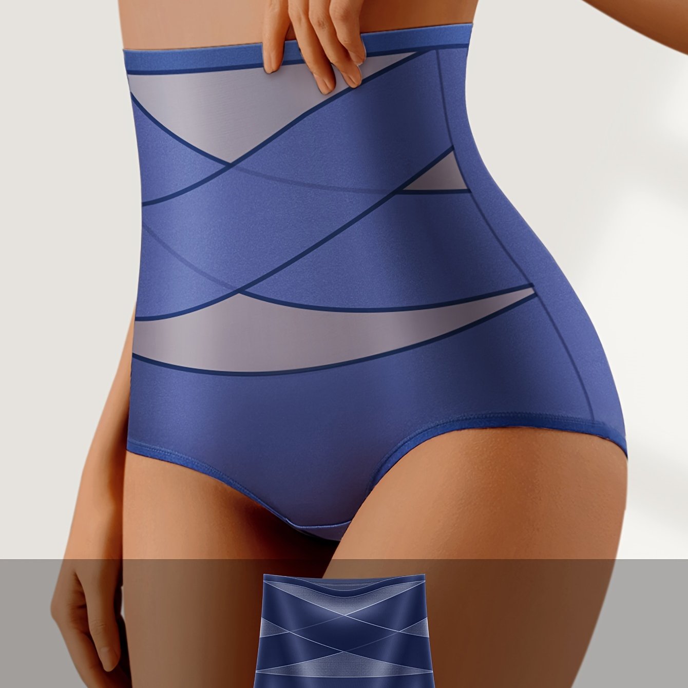 Women's High-Waist Shapewear Panties Teal Breathable Nylon Spandex Tummy Control