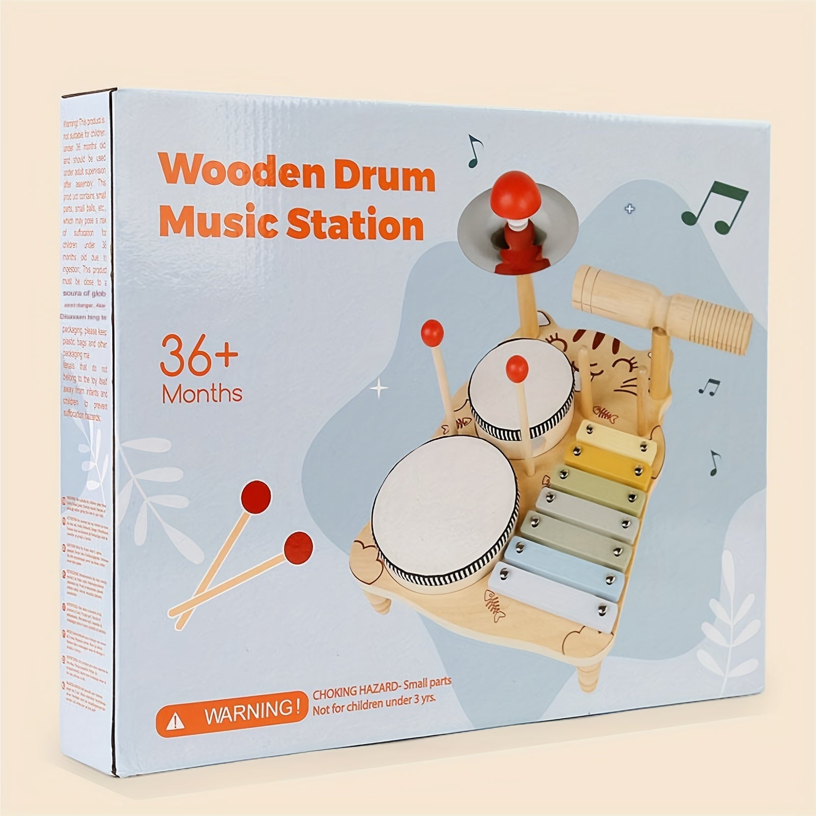 Kids Drum Set with Tambourines 10-in-1 Musical Instruments for Toddlers Preschool Percussion Toys