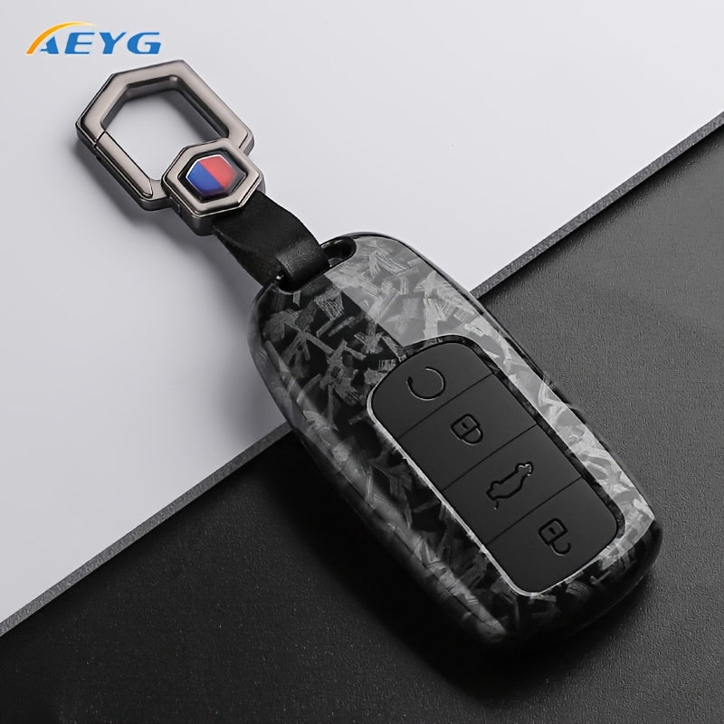 Car Key Case Cover for SUV, Carbon Fiber Style, Fob Protector, Black