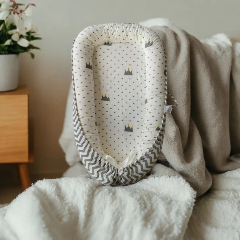 Baby Lounge Chair for Newborns Up to 24 Months Breathable Cotton Soft Cover Gray Portable Floor Seat