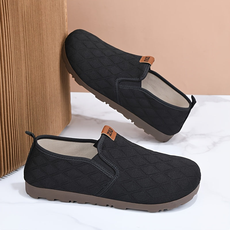 Women's Checkered Slip-On Flats Loose Weave Breathable Sole Beige Casual Shoes