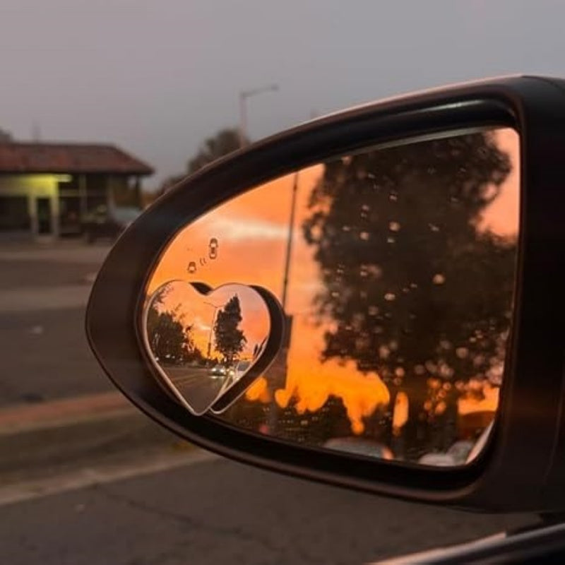 Pair Heart-Shaped Car Blind Spot Mirrors 360° Wide Angle Convex Rearview