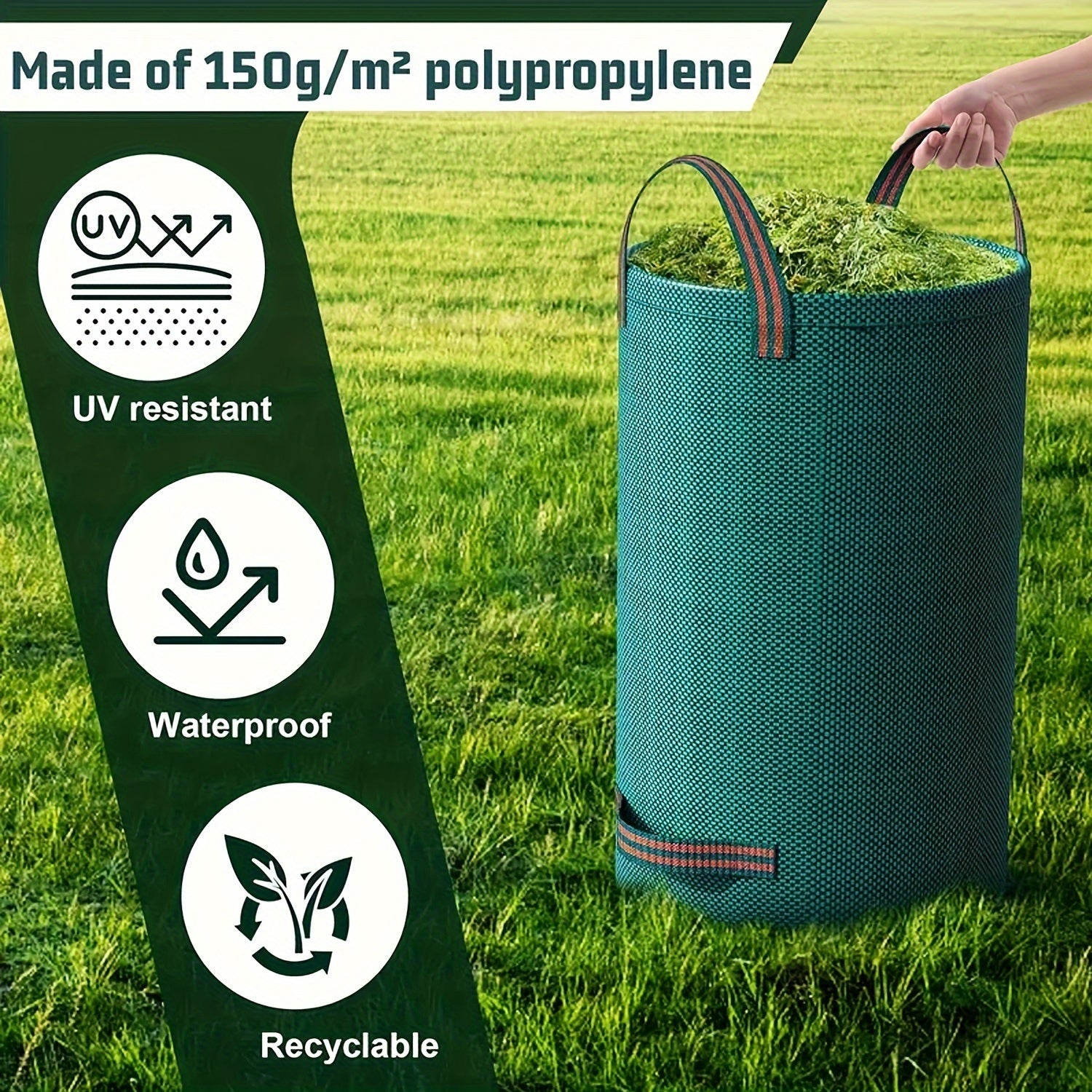 Reusable Garden Leaf Bag Waterproof PP Yard Waste Sack with Handles 120L 300L 500L