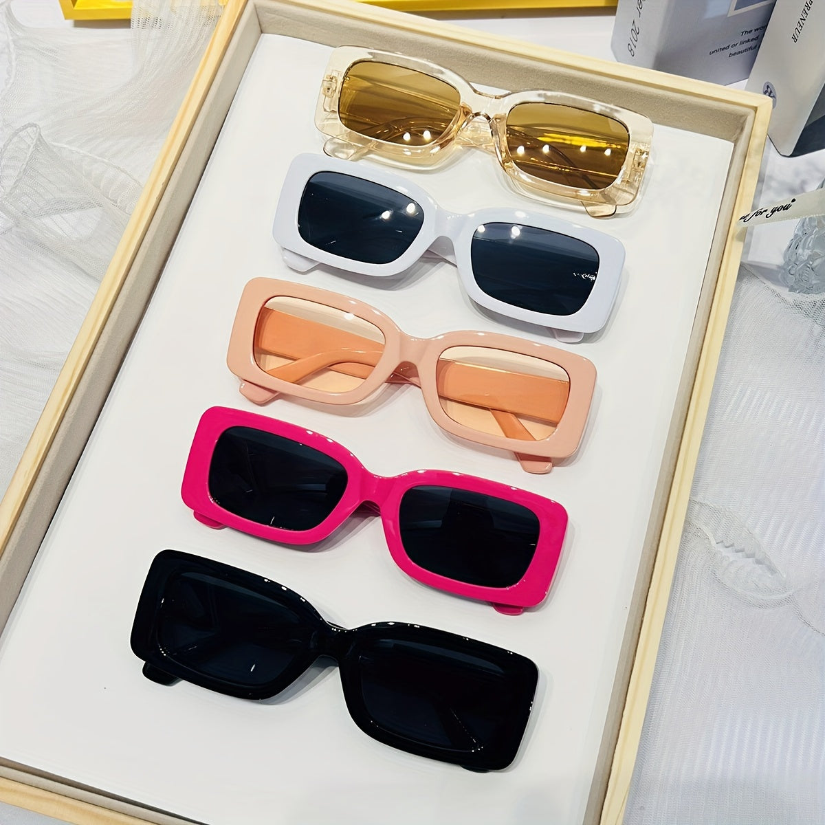 Ayollar va erkaklar uchun besh bo'lakli to'rtburchakli jeliy rangli moda ko'zoynaklar, anti-yorug'lik va UV himoyasi bilan