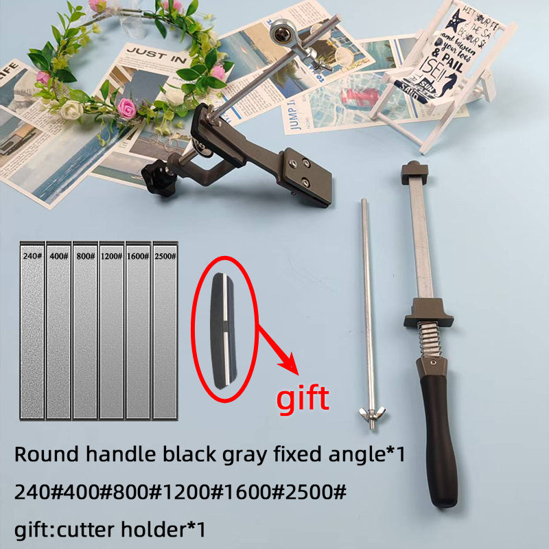 Afilador de cuchillos de cocina manual ajustable con mango de placa metálica para un ángulo preciso