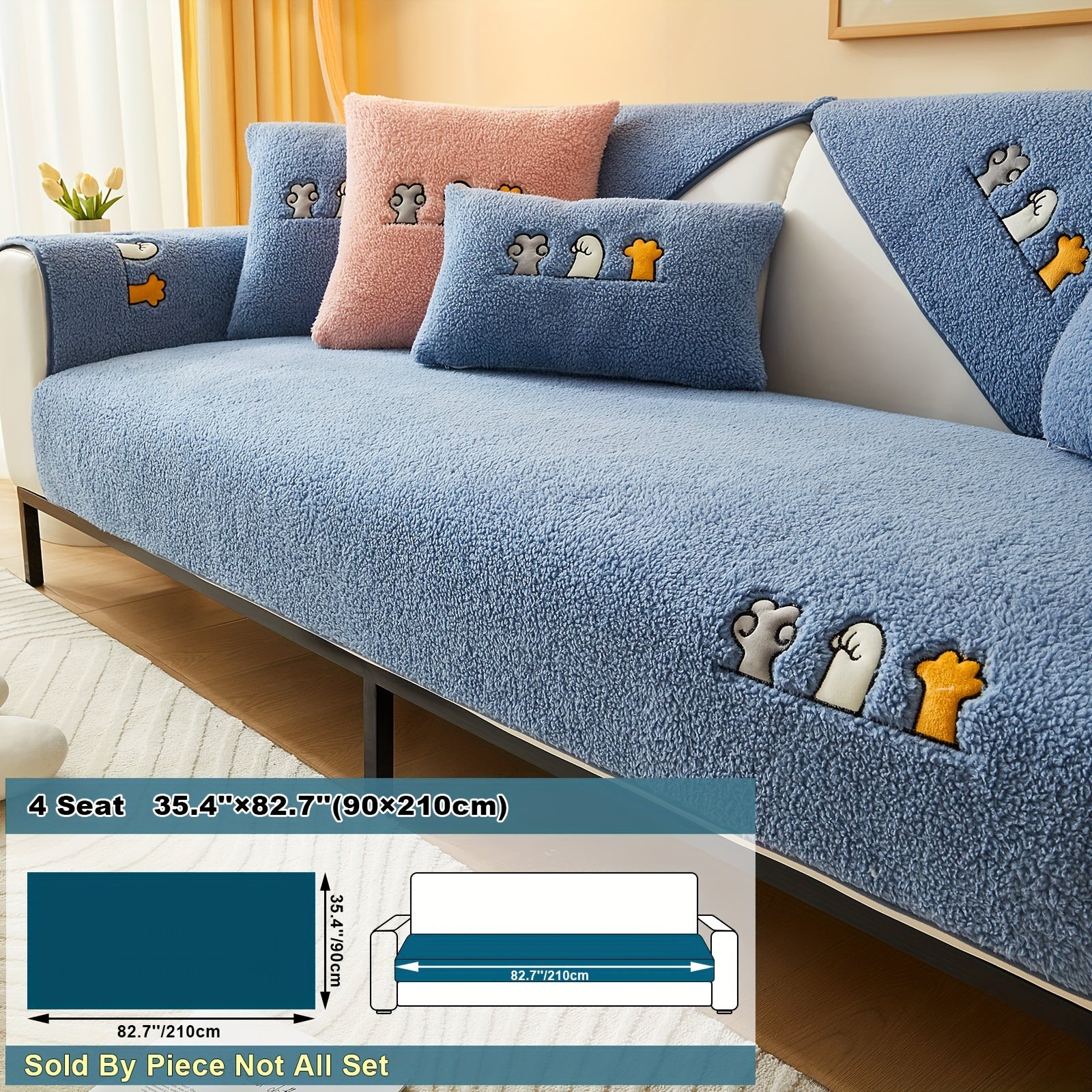 Плюшевый чехол на диван Sherpa, противоскользящий, защитный чехол для мебели для домашних животных для гостиной