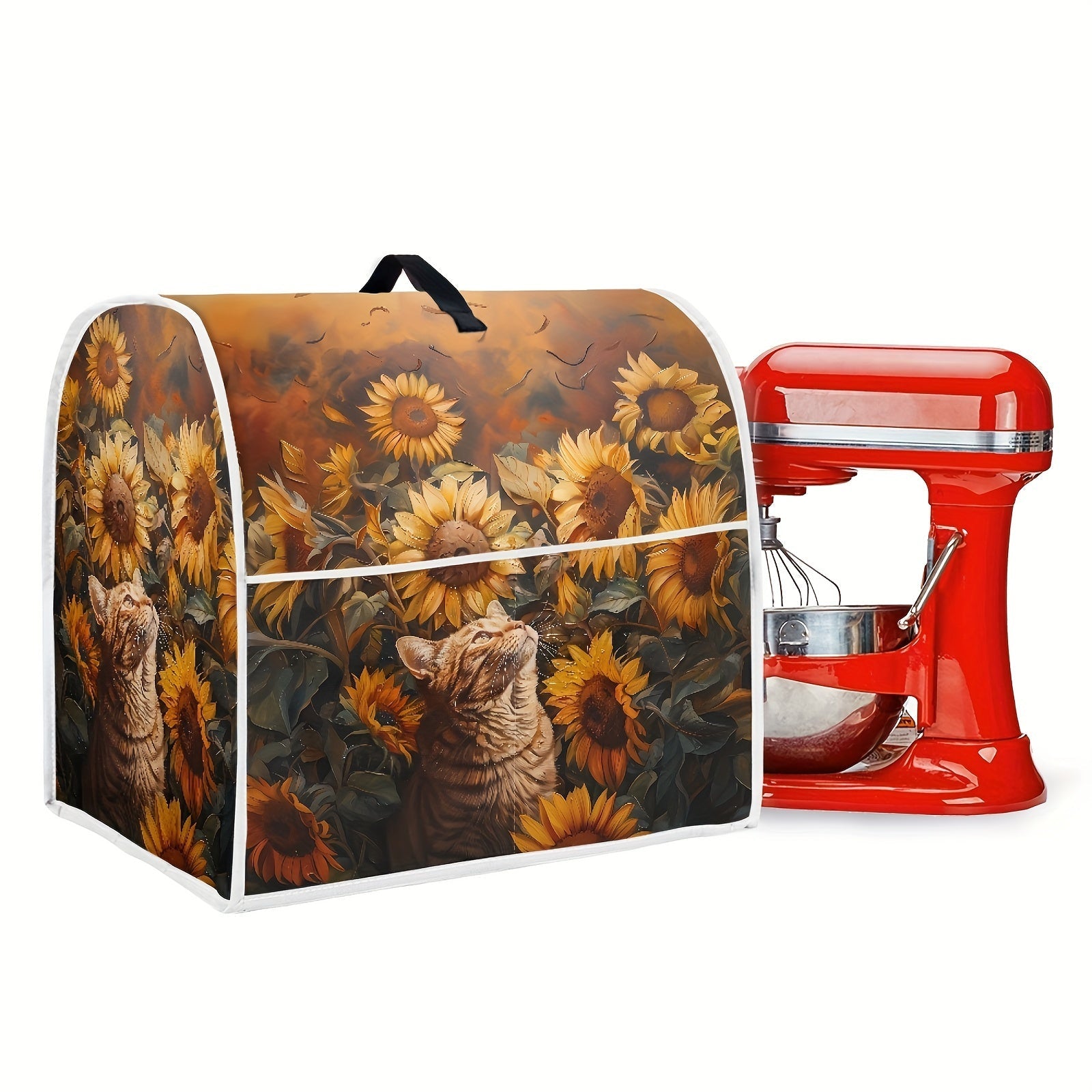 Cubierta protectora para batidora con estampado de flores y gatos. Compatible con almacenamiento sin polvo de 6-8 cuartos