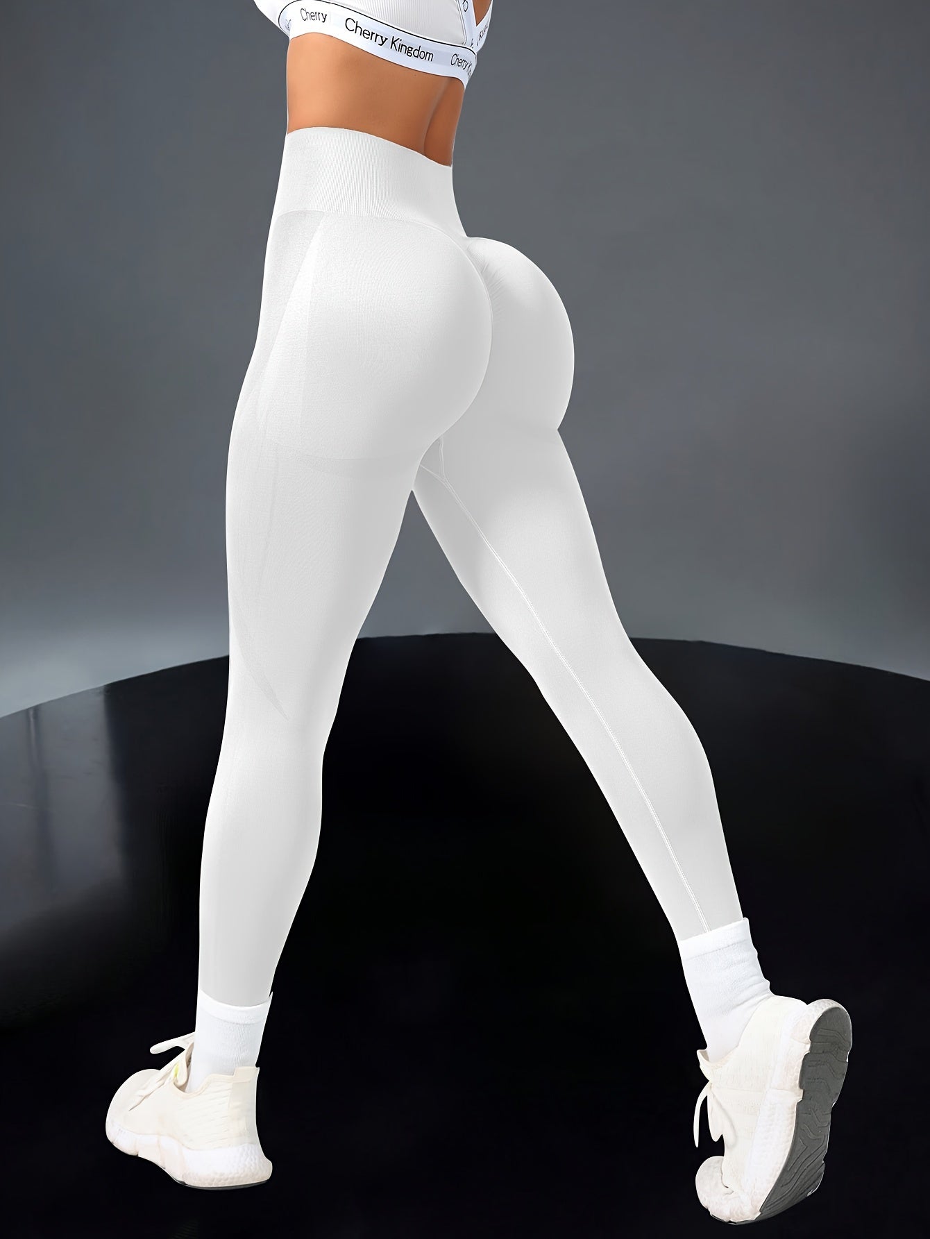 Women's High Waist Seamless Solid Color Yoga Leggings for Fitness and Workout