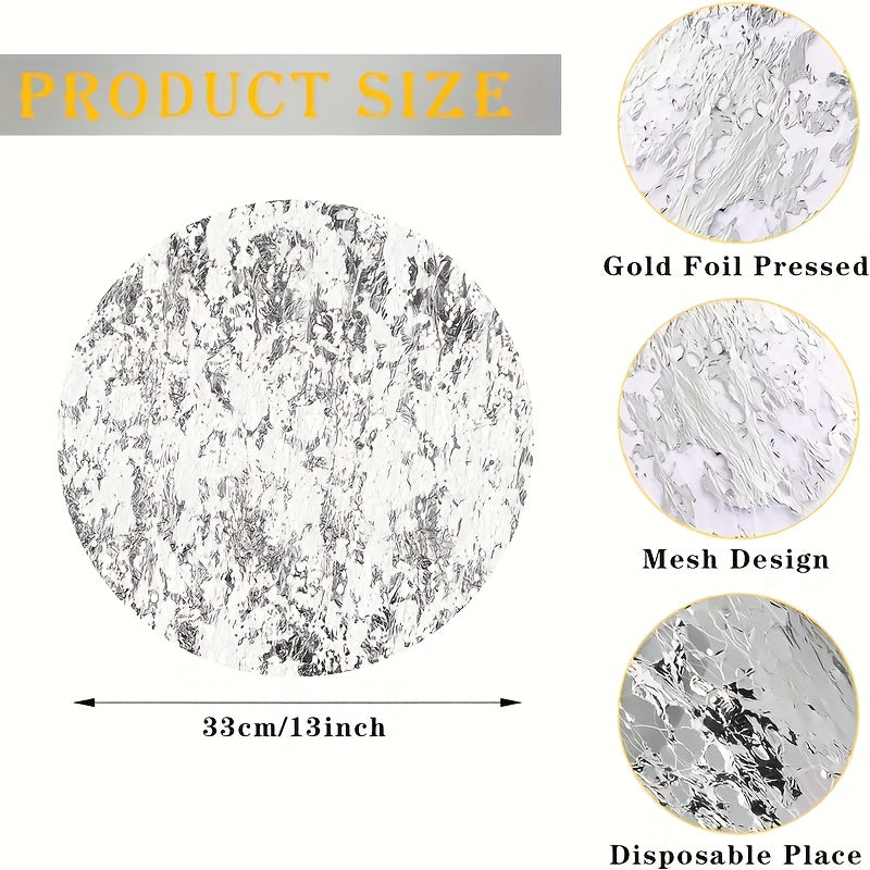 50 Disposable Round Metallic Table Mats for Weddings and Parties
