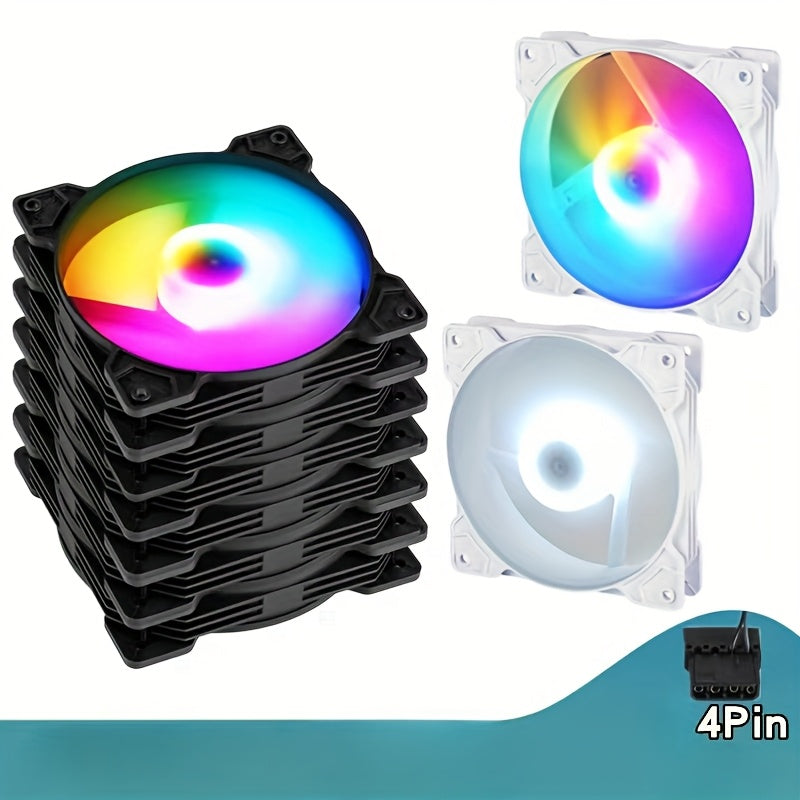 12cm RGB LED Computer Cooling Fan with Vibrant Rainbow Lighting and Efficient Airflow