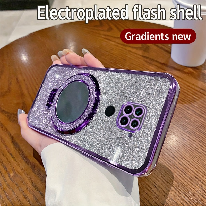 Xiaomi Redmi Note 9 4G himoya qopqog'i, elektroplitalangan qirra, flesh-karta joyi, turuvchi, oynali va zamonaviy yumshoq TPU qoplama