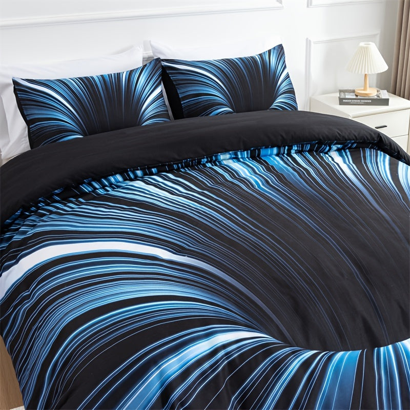 3D Vortex Quilt Cover Set 3 Pieces Digital Print Polyester Bedding Set