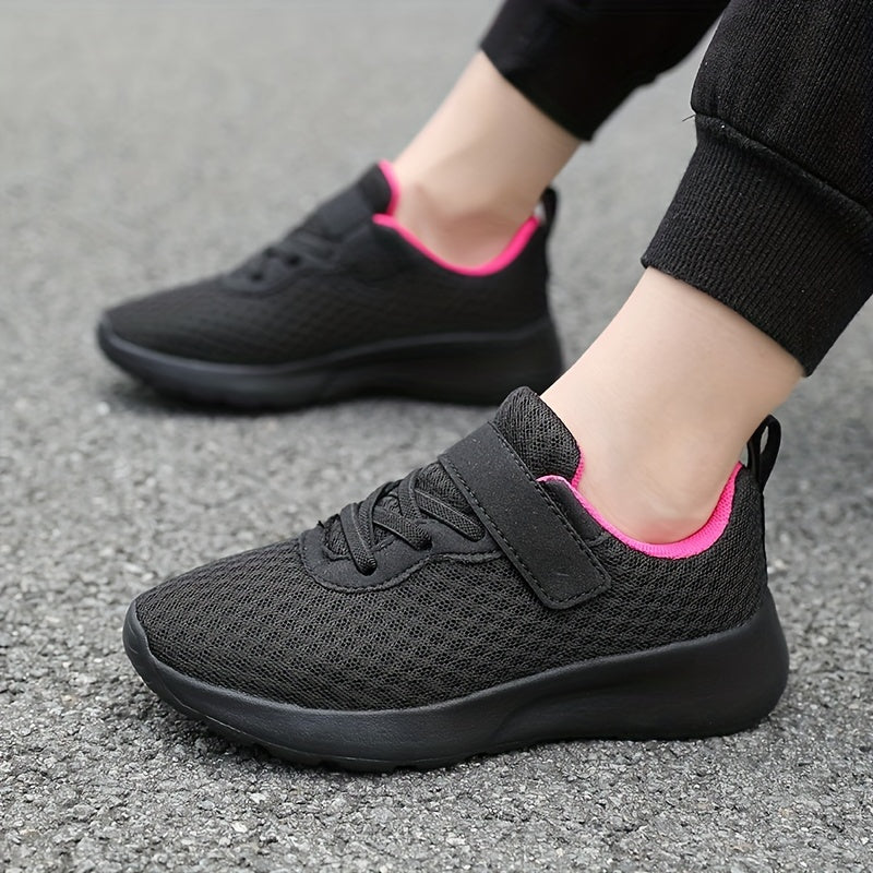 Girls Mesh Running Shoes Casual Athletic Style with Magenta Accent Sizes 28-40