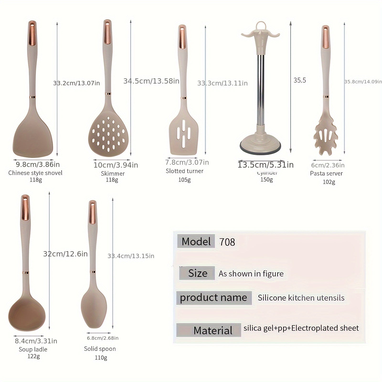 Silicone Kitchenware Set 7 Pieces Non-Stick Spatula Soup Spoon Leak Scoop