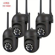 4-Piece 1080P HD Wireless Security Camera System with PTZ Night Vision Motion Alerts