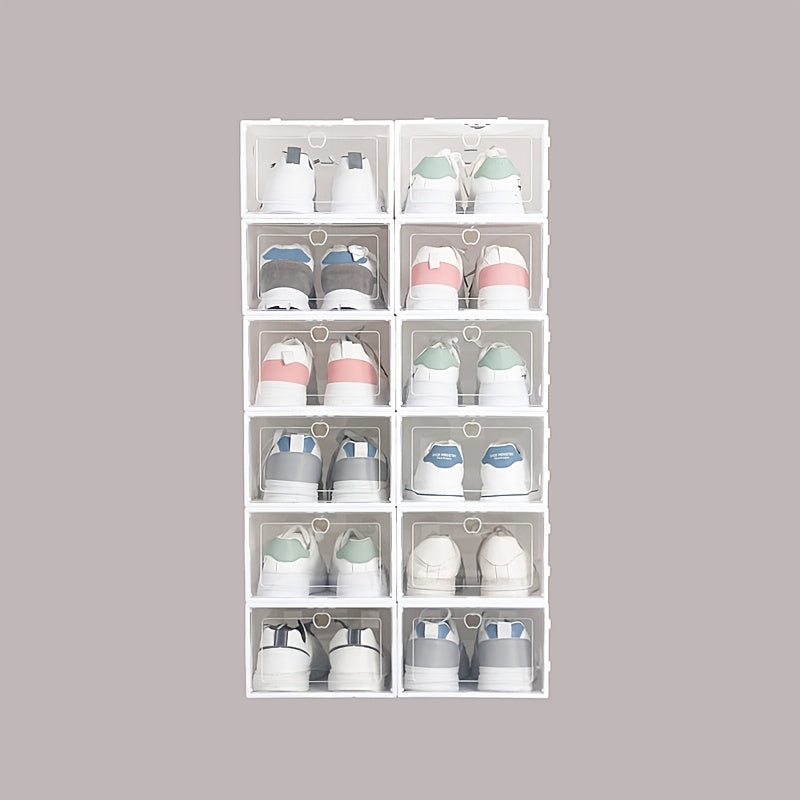 12-Pack Clear Plastic Shoe Storage Boxes with Flip-Top Lid for Closet Organization