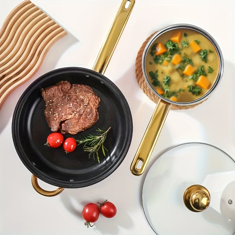 12-ta qismli oshxona to'plami, yopishmaydigan qozonlar, zanglamaydigan po'latdan yormalik, sut qozoni, sho'rva qozoni, sovg'a