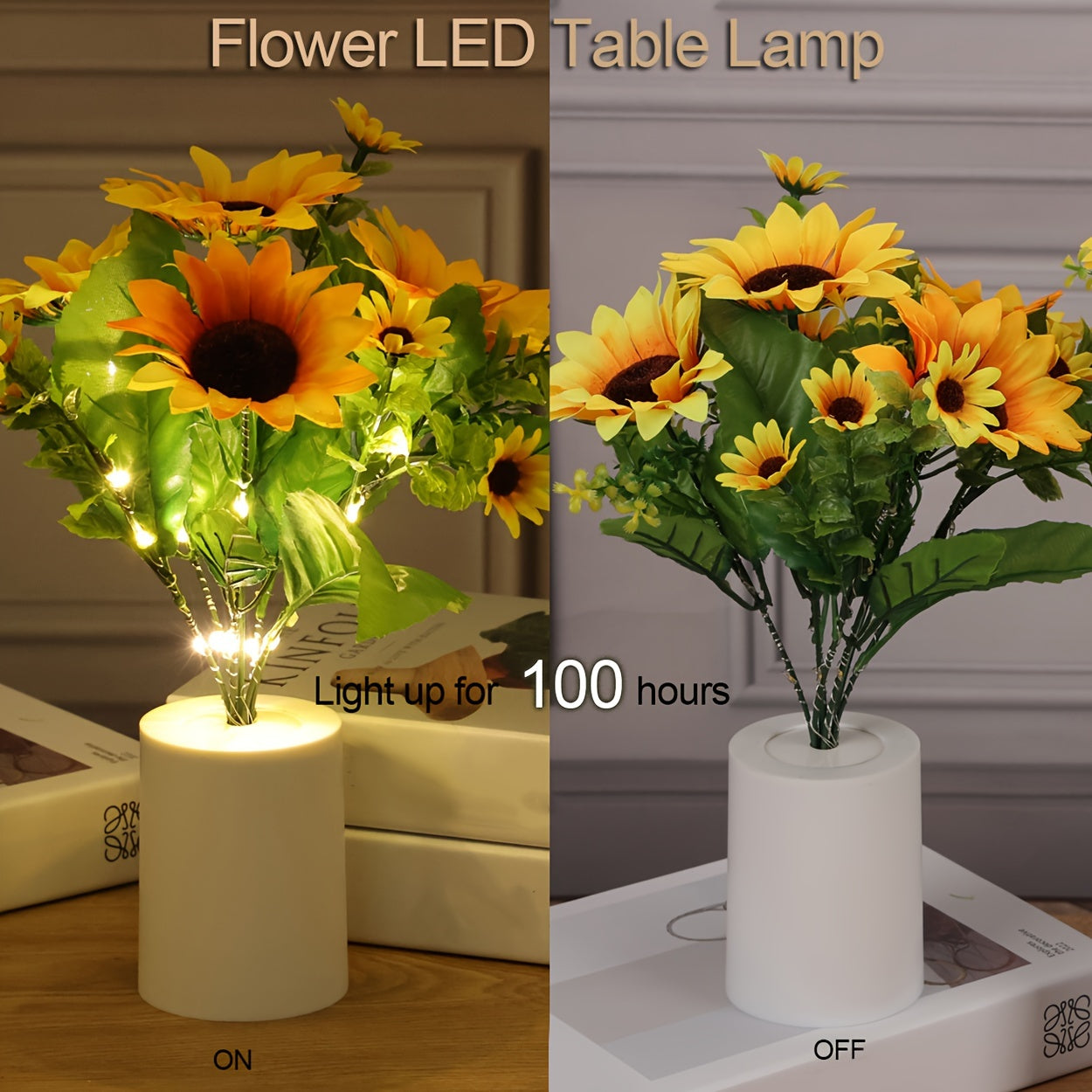 Sunflower Night Light Battery Operated for Living Room Bedroom Decorative Lamp