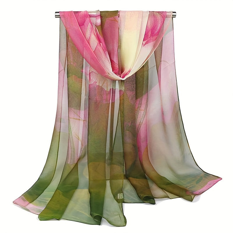 Women's Lightweight Floral Scarf Breathable Sun Protection Wrap
