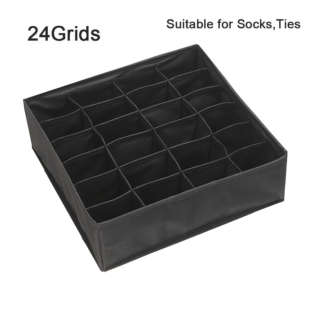 24-Compartment Foldable Storage Organizer for Socks and Underwear Soft Canvas Closet Organizer