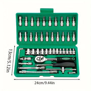 Universal Car and Bicycle Repair Tool Set 46/216 Pieces with Sockets and Drive