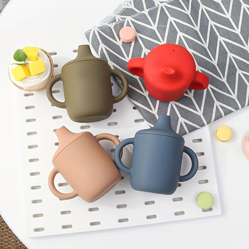 Children's Silicone Drinking Cup Double Handle Baby Food Water Bottle