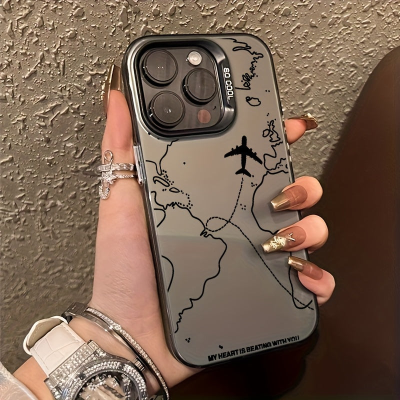 Silver Airplane IMD Phone Case for iPhone Shockproof Protective Cover