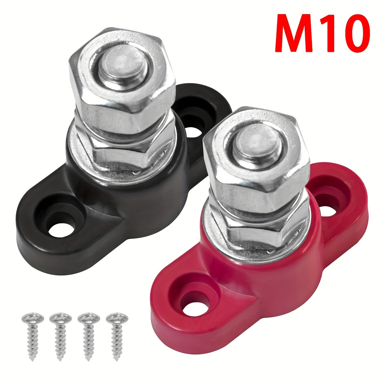 2pcs Heavy Duty Battery Junction Posts Block Power Ground Distribution Terminal Kit Red Black