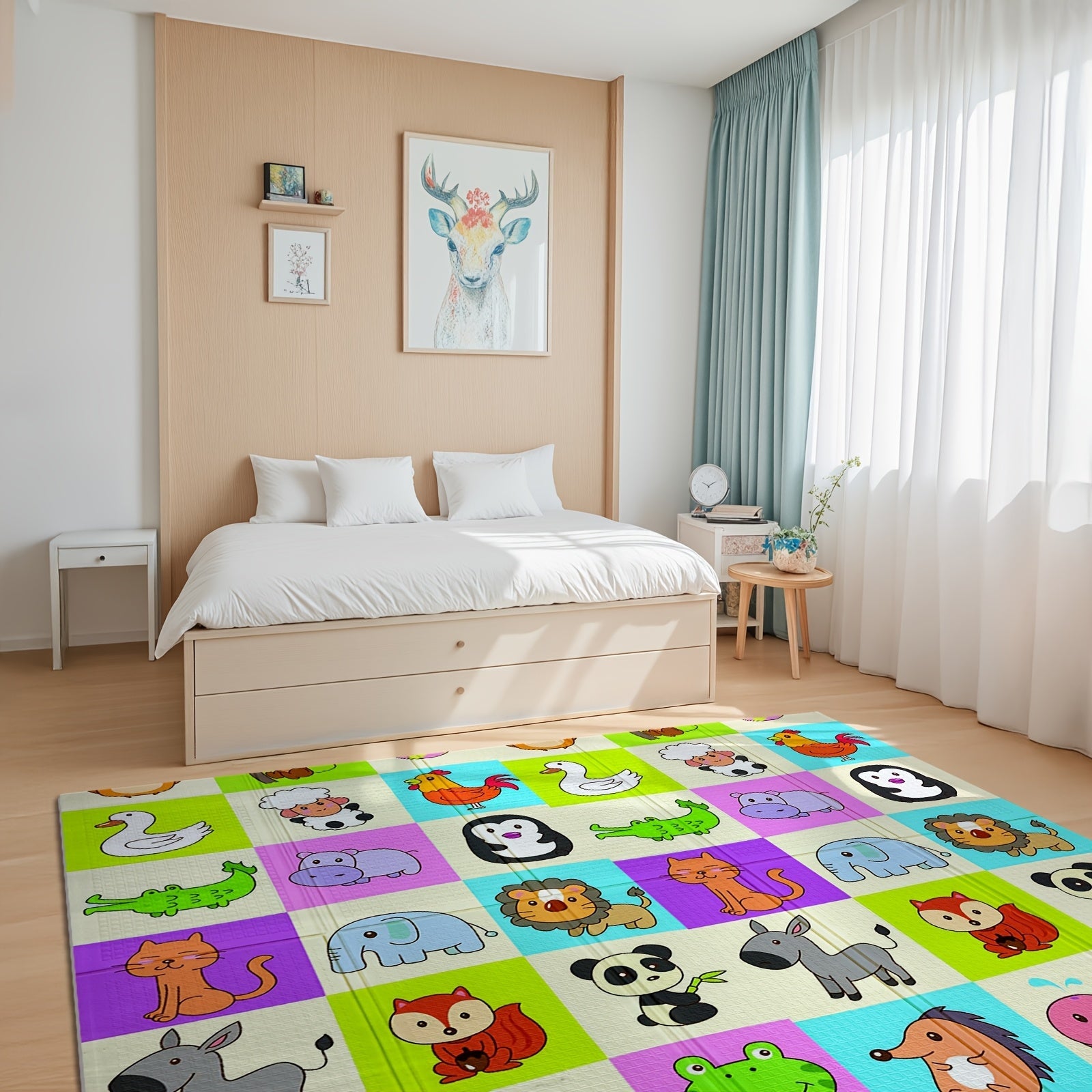 Reversible Non-Slip Waterproof Play Mat with Travel Bag for Indoor and Outdoor Use