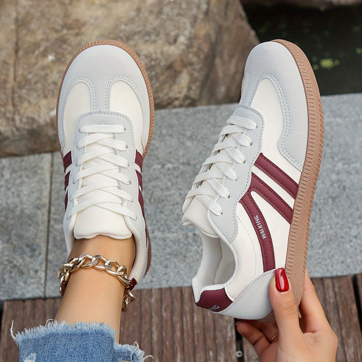 Zapatillas casuales para mujer antideslizantes para todas las estaciones con soporte forro de tela y cuero sintético