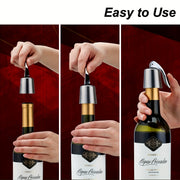 Set of 2 Wine Bottle Stoppers with Silicone Sealers for Freshness Gift for Parties and Holidays