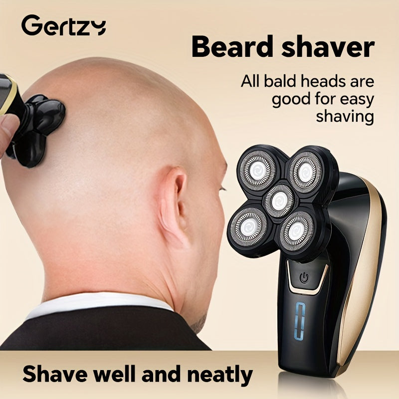 Electric Head Shaver with 5 floating heads USB rechargeable rotary blades lithium battery
