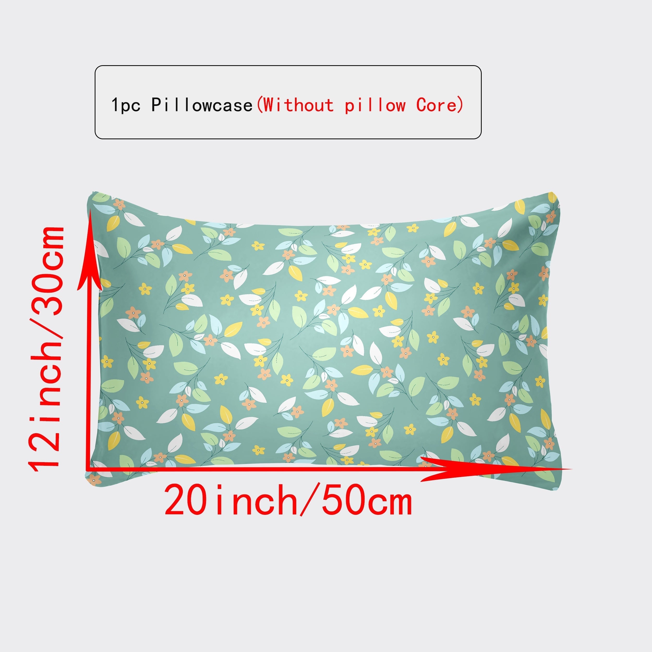 Breathable Pillowcase with Envelope Closure in Multiple Sizes and Floral Patterns