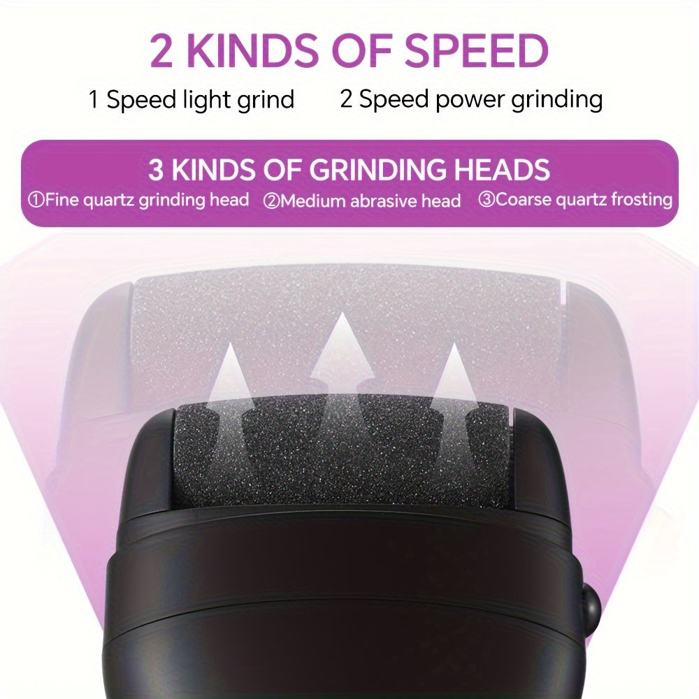 Electric Foot Grinder with LED Display, Rechargeable Callus Remover, Water-Resistant Lid