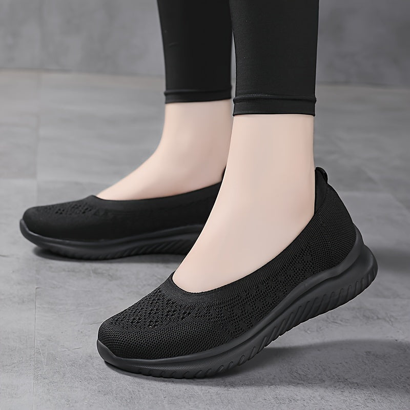 Women's Breathable Slip-On Sneakers Low Top Casual Fabric Solid Color All-Season