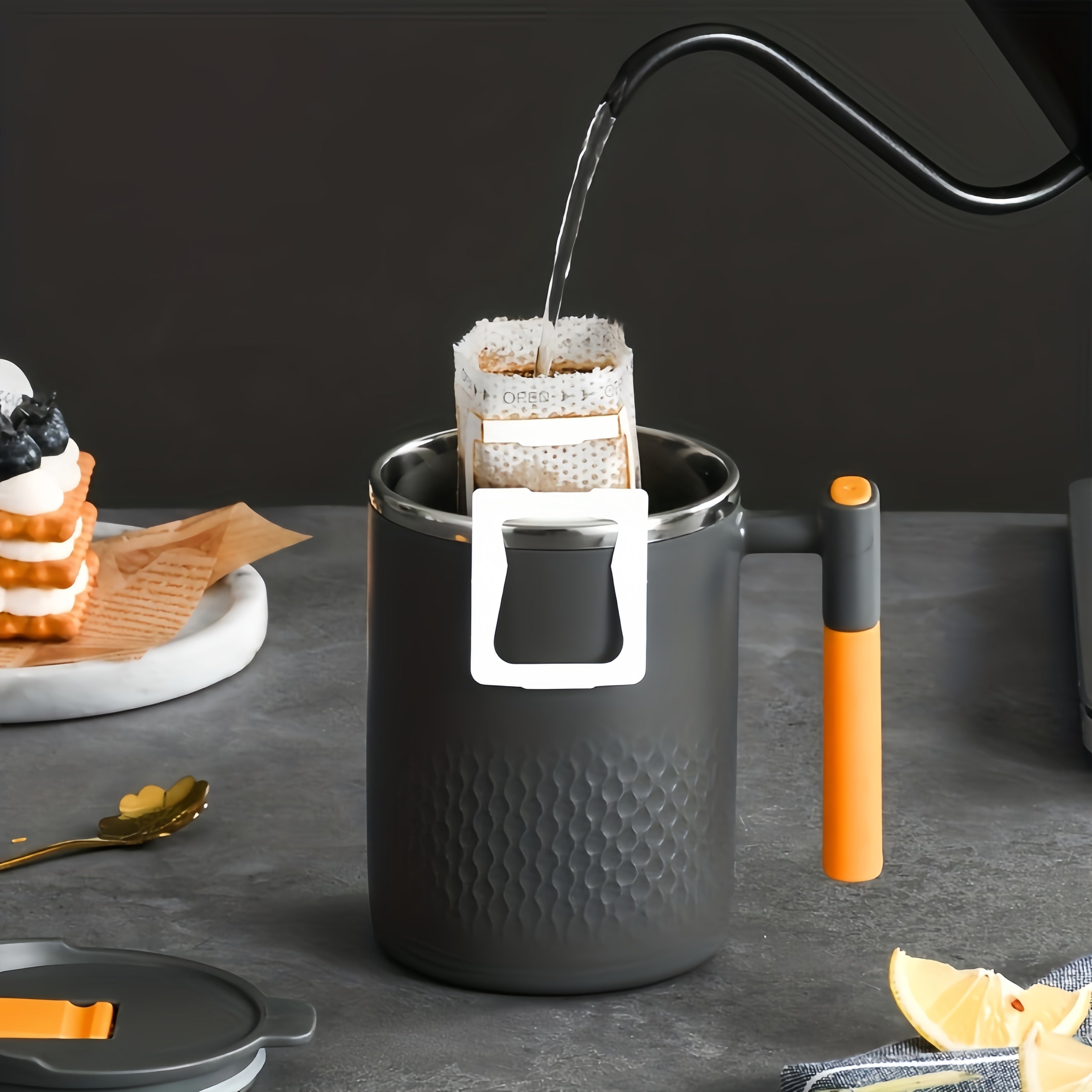 Taza de café de acero inoxidable 15.2oz vaso térmico aislado para bebidas calientes y frías