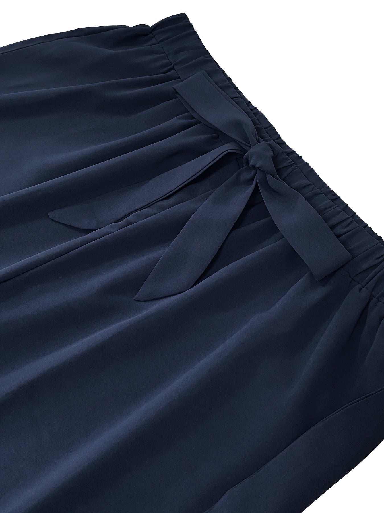 Брюки женские большого размера с широкими штанинами, летние, легкие, из полиэстера и спандекса, повседневные и официальные